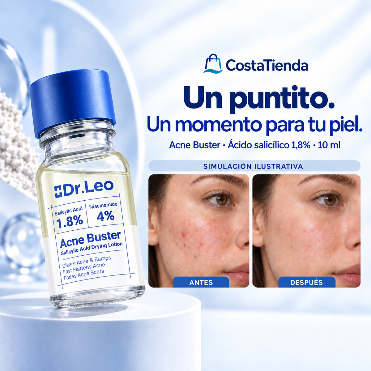 Dr.Leo Sérum facial antiacné con ácido salicílico — Limpieza profunda y cuidado localizado, 10 ml