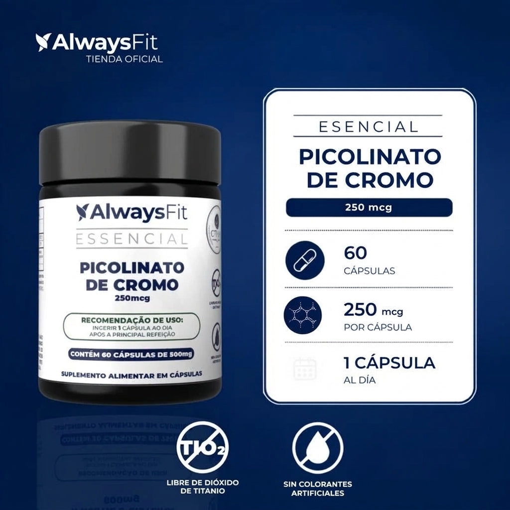 Picolinato de Cromo 250 mcg Always Fit – 60 cápsulas