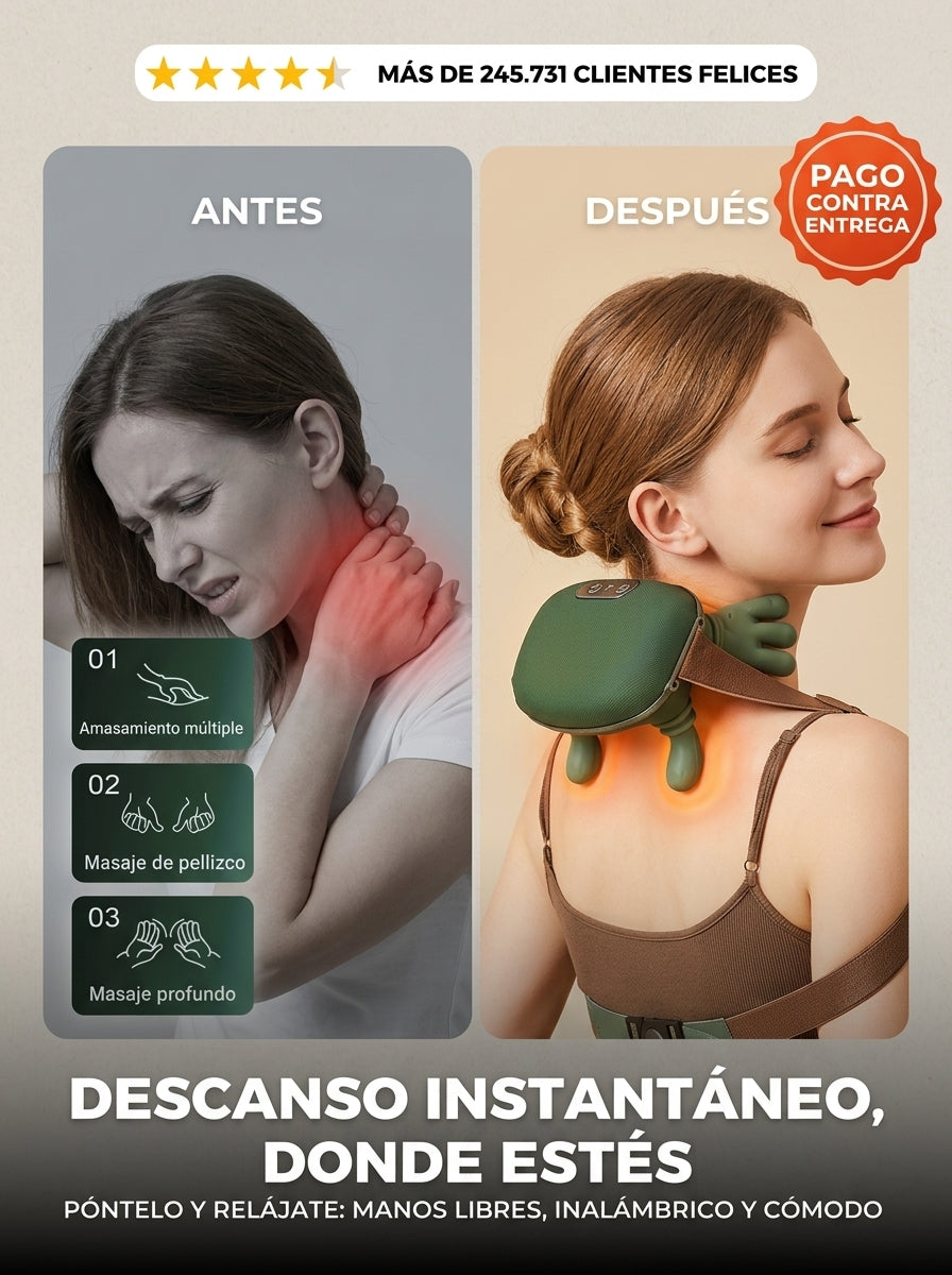 Adiós tensión del cuello: masaje profundo + calor inteligente