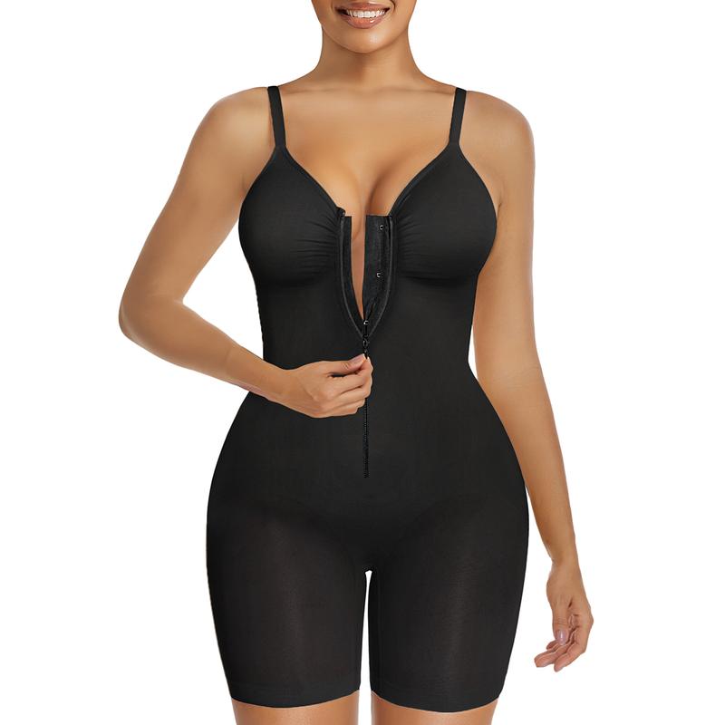 Faja body moldeadora con cremallera - Negro