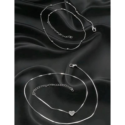 Kit de Collares en Capas – Bolitas y Corazón – Plateado o Dorado