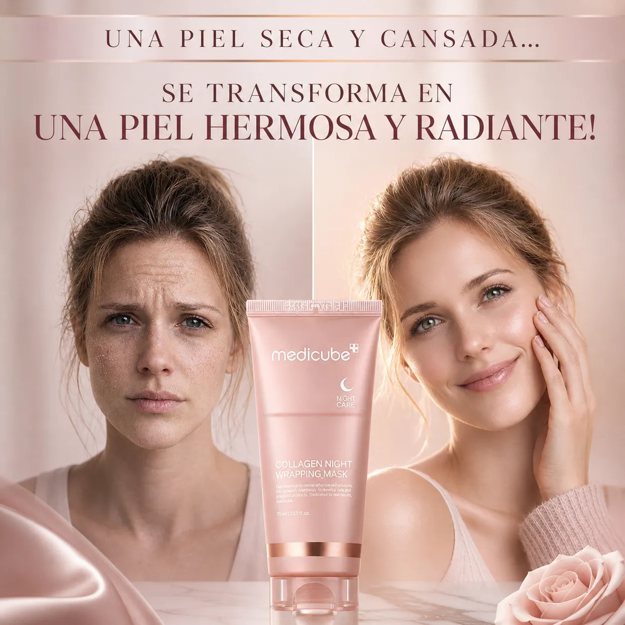 Aplicación nocturna de la mascarilla de colágeno