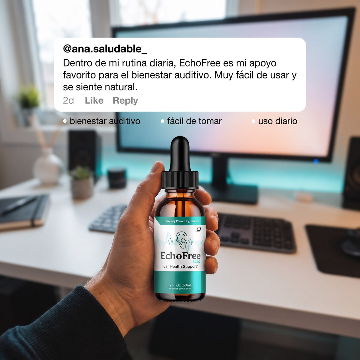 Persona sosteniendo Echo Free