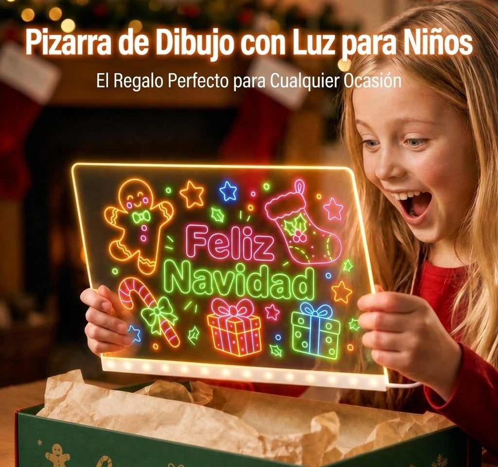 Niña con su pizarra LED