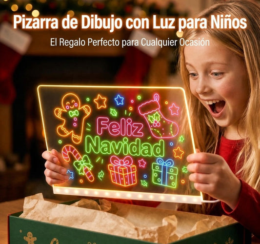Niña con su pizarra LED