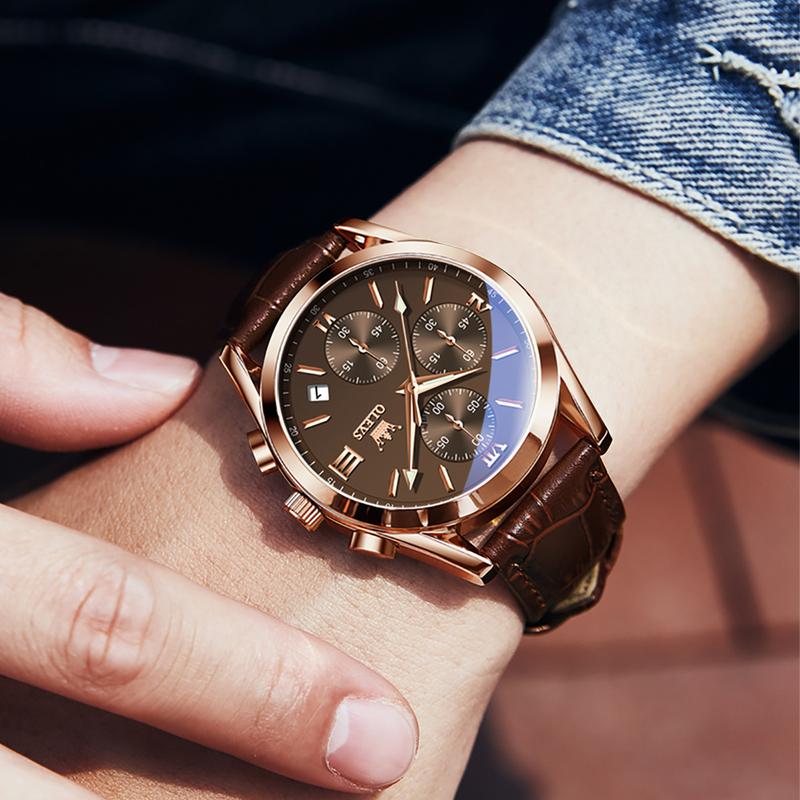 Reloj OLEVS esfera marrón con subesferas
