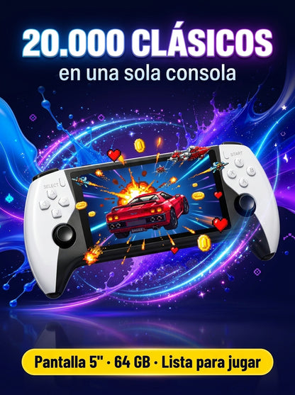 Consola Retro Portátil 5″ – 64 GB, hasta 20 000 Juegos